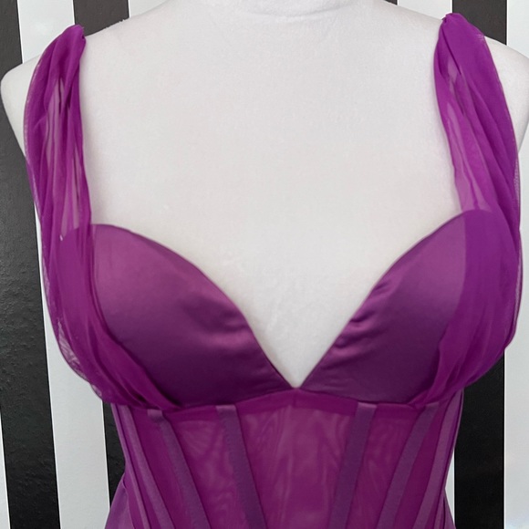 Purple Mesh Corset Style Midi Dress - NWT - Picture 4 of 6